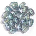 Perle di cristallo iridescenti sfaccettate per gioielli fai da te con finitura AB - Confezione da 20 Pezzi (8x11mm) / Verde Trasparente Ovale Sfaccettato