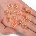 Orange iridescent 3D five-petal flower beads for DIY handmade jewelry accessories - Translucent Orange Iridescent Five-Petal Flower