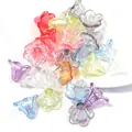 Colorful iridescent five-petal 3D flower bead caps for handmade jewelry DIY crafts - Mixed Transparent Iridescent Trumpet Flower