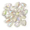 Perle di cristallo AB iridescenti sfaccettate a forma di goccia per la creazione di gioielli. - Confezione da 20 Pezzi (8x11mm) / Verde Rivestito Ovale Sfaccettato