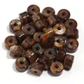 Cuentas de barril de acrílico ámbar vintage con agujeros para crear joyas artesanas - Cilíndrico / Paquete de 30 / Café