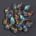 Perle di cristallo sfaccettate a goccia AB iridescenti per la creazione di gioielli DIY - Confezione da 20 Pezzi (8x11mm) / Rosso e Verde Ovale Sfaccettato