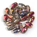 Perle di cristallo sfaccettate iridescenti per la creazione di gioielli fai da te. - Confezione da 20 Pezzi (8x11mm) / Rosso Rosa Porpora Sfaccettato Ovale