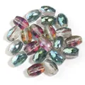 Perle in vetro di cristallo sfaccettato cangiante assortite per creazione gioielli e artigianato - Confezione da 20 Pezzi (8x11mm) / Rosso Rosa Verde Sfaccettato Ovale