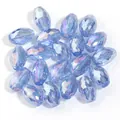 Perle di cristallo sfaccettate a goccia azzurre per creazione di gioielli fai-da-te - Confezione da 20 Pezzi (8x11mm) / Blu Chiaro AB Sfaccettato Ovale