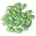 Perle di cristallo verde sfaccettate a forma ellittica con fori dritti per gioielli fai da te - Confezione da 20 Pezzi (8x11mm) / Verde Frutta AB Sfaccettato Ovale