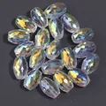 Perline di cristallo ovali sfaccettate iridescenti per creazione di gioielli - Confezione da 20 Pezzi (8x11mm) / Nuovo AB Sfaccettato Ovale