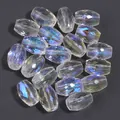 Perle di cristallo sfaccettate con rivestimento AB per creazione gioielli fai da te - Confezione da 20 Pezzi (8x11mm) / Luce del Paradiso Sfaccettato Ovale