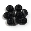 High-gloss acrylic large-hole loose beads featuring a black and silver gradient smudge effect - Black Cat Eye / Outer Size Approx 8x14mm, Hole Diameter Approx 5mm