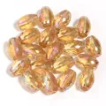 Perle di cristallo sfaccettate a goccia oro champagne con foro dritto per fai da te - Confezione da 20 Pezzi (8x11mm) / Rosa Medio AB Sfaccettato Ovale