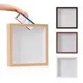 Un cadre boîte carrée conçu pour le rangement de billets souvenirs, en quatre couleurs - Style Vierge / 15x15cm / Couleur bois naturel