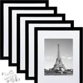 Lot de 5 cadres photo en PVC noir avec crochets muraux pour décoration murale de galerie - A4 / Noir