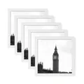 Lot de six cadres photo carrés en bois blanc pour décoration murale ou de table DIY - Décoration de table / Carré 4 Pouces (10x10cm) / Blanc