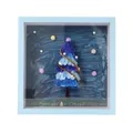 Peluche albero di Natale DIY in cornice 3D blu per decorazione da scrivania - Profondità 3cm (8x10 pollici) / Blu