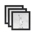 Lot de 3 cadres photo carrés minimalistes en bois noir pour décoration murale et table - Décoration de table / Carré 4 Pouces (10x10cm) / Noir