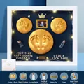 Εξατομικευμένο σετ κορνίζας για αποτυπώματα χεριών και ποδιών μωρού με χρυσό πηλό - Σκούρα Κορνίζα Κουτί Δώρου Με Ζεστό Φως