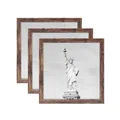 Lot de trois cadres photo carrés en bois rustique finition noyer pour mur ou bureau - Décoration de table / Carré 4 Pouces (Intérieur 10x10cm) / Noyer