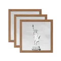 Lot de trois cadres photo carrés en bois naturel avec finition grain pour le bureau - Décoration de table / Carré 4 Pouces (Intérieur 10*10 cm) / Couleur Hêtre
