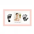 Elegant pink triple photo frame for baby footprint and handprint souvenir DIY kit - Triple Keepsake Photo Frame (Includes Ink Pad Set) / 18x33cm / Pink