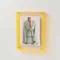 Cadre photo en acrylique jaune néon transparent pour montage mural et décoration de bureau - 35x35x4cm / Jaune Néon