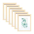 Lot de 6 cadres photo en bois naturel clair avec imprimé botanique et passe-partout blanc - 5 Pouces (8.9*12.7cm) / Couleur bois naturel