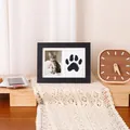 Cadre photo commémoratif pour animaux avec kit d'empreinte de patte sans encre DIY - 2 rangs / With Ink Pad Kit (7 Inch) / Noir