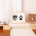 Cadre photo souvenir pour animaux en bois naturel avec kit d'empreinte sans encre DIY - 2 rangs / With Ink Pad Kit (7 Inch) / Couleur bois naturel