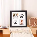 Cadre photo souvenir noir pour animaux avec kit d'empreintes de pattes bricolage - 4 rangs / With Ink Pad Kit (8x8 Inch) / Noir