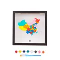 Kit de peinture carte de Chine DIY avec cadre noir, pots de peinture et pinceaux - Carte de Chine (Voyager en Chine - Style Coloré) / 15x15cm / Noir