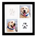 Cadre photo souvenir noir pour animaux avec quatre fentes pour empreintes de pattes et photos - Four-Opening with Ink Pad Kit / 11 Inch (30x30cm) / Noir