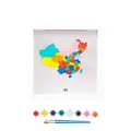 Cadre de boîte à souvenirs carte de Chine DIY avec kit de 8 pots de peinture et pinceaux - Carte de Chine (Colorée) / 15x15cm / Blanc