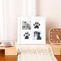 Cadre souvenir blanc pour animaux avec quatre emplacements photos et empreintes - 4 rangs / With Ink Pad Kit (8x8 Inch) / Blanc