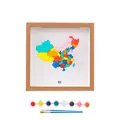 Cadre photo boîte ombre en bois DIY avec kit de peinture de carte de Chine - Carte de Chine (Voyager en Chine - Style Coloré) / 20x20cm / Noyer