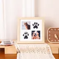 Cadre photo souvenir en bois avec encreur pour empreintes de pattes de chien et chat - 4 rangs / With Ink Pad Kit (8x8 Inch) / Couleur bois naturel