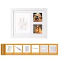Pet and baby footprint memorial frame kit with impression clay and paint accessories - Space Clay DIY Set (Includes 8-Color Pigments) / 28x23cm / White