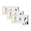 White baby handprint and footprint commemorative photo frame kit set of 3 with ink pads - Triple Frame Ink Pad Set / 18x33cm / White