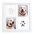 White DIY pet paw print memorial photo frame with four window openings for dog photos - Four-Grid Memorial Set (Includes Ink Pad/Pigments) / 11 Inch Square (30x30cm) / White