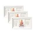 White baby handprint and footprint clay keepsake photo frame kit for nursery decor - White Text Style (Triple Frame + Stone Plastic Clay + Instructions + White Cardboard Box) / 18x33cm (Inner 15x30cm) / White