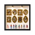 DIY mini museum shadow box with ornate gold frames and miniature figurines - DIY Mini Museum (PE1245) / Incl 8 Mini Frames + 8 Random Figures + 2 Lights + Glue / Black