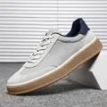 Men's casual German trainer sneaker with grey mesh upper and gum sole - 38 / German Training Style (6028) / White