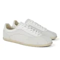 Minimalist vintage suede sneakers in off-white leather with thin gum sole, old money style. - White (8099)
