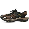 Bruine runderleren outdoorsandalen voor heren met ademend gesloten teenstuk - 38 / Diepbruin