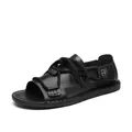 Stylish black men's casual sandals featuring decorative rope straps for summer beach wear - 39 / Black