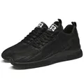 Black breathable flyknit men's sneakers with 6cm invisible height increase design - 38 / Solid Black