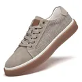 Casual men's sneakers featuring canvas panels, suede toe, and thick brown gum sole - 38 / German Training Style (LK6013) / Khaki