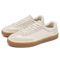 Cremefarbene German Army Trainer Sneaker aus Canvas und Wildleder mit Gummisohle - 38 / German Training Shoes Stil (8068) / Gebrochenes Weiß