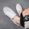 Detalle de mocasines de cuero blanco para hombre con suela de goma para conducir - 38 / Zapatos de Conducir (7700) / Blanco