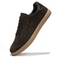 Sneaker casual da uomo in camoscio marrone scuro con suola in gomma resistente e sportiva - 38 / Scarpe Casual in Pelle Stringate (1007) / Marrone Profondo