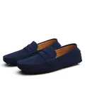 Mocassins classiques en daim bleu marine pour hommes chaussures de conduite élégantes - Bleu foncé