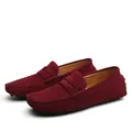 Mocassins élégants en daim bordeaux pour hommes avec semelle à picots en caoutchouc durable - 38 / Brun Rouge